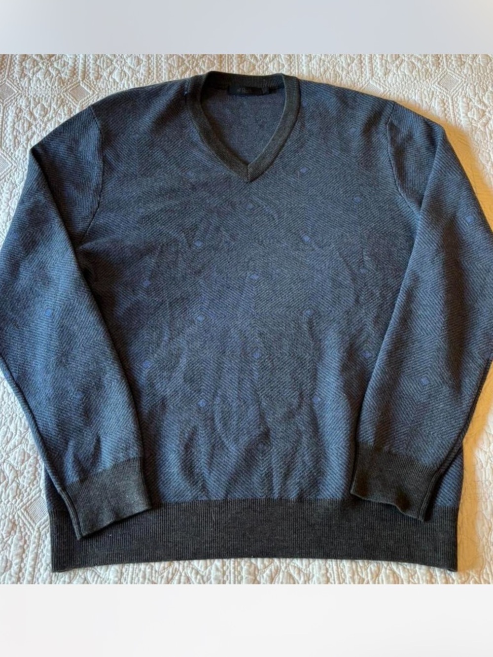 Raffi Men's V-Neck Sweater in Charcoal Blue